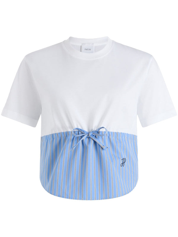 Drawstring Panel Cotton Short Sleeve T-Shirt