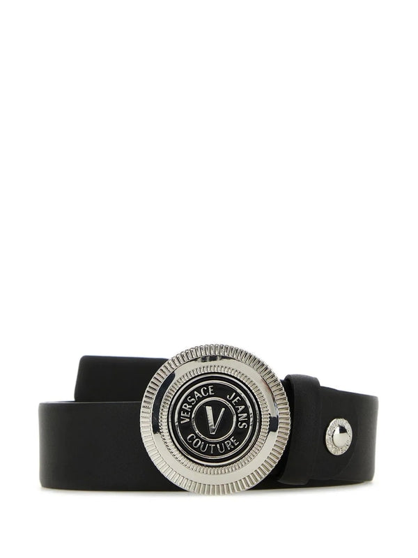 V Emblem Logo Buckle Leather Belt