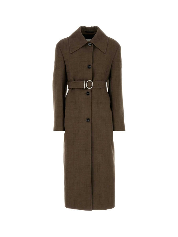 Single Breasted Belt Long Coat