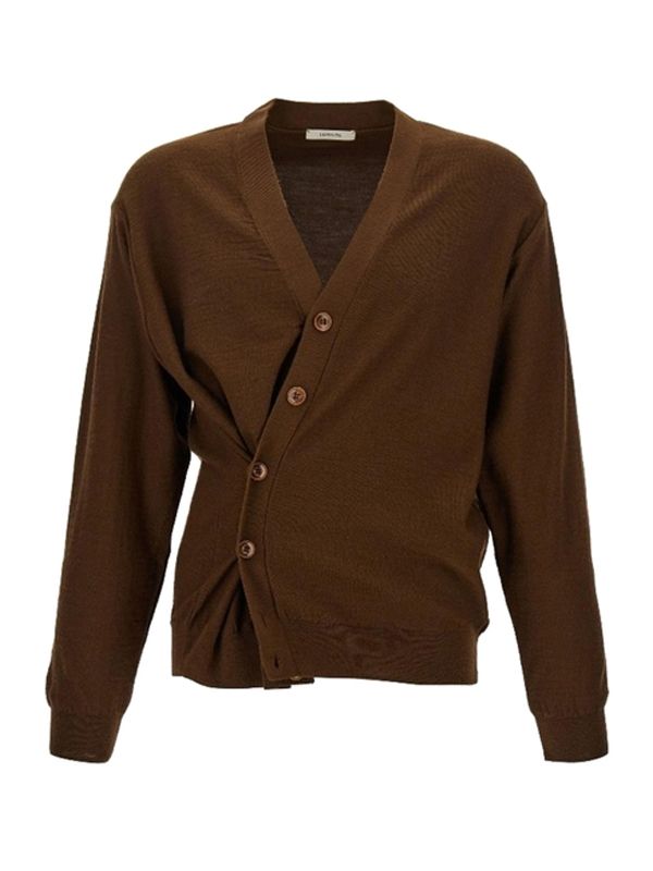 V-neck wool blend cardigan