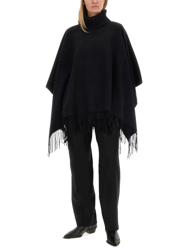 Black Wool Silk Cape