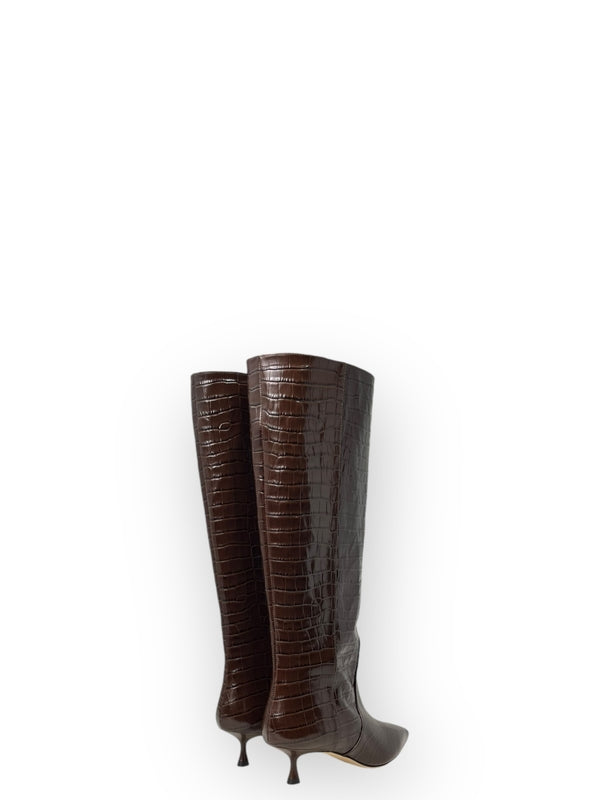 Naomi 50 Croc-Effect Leather High Boots