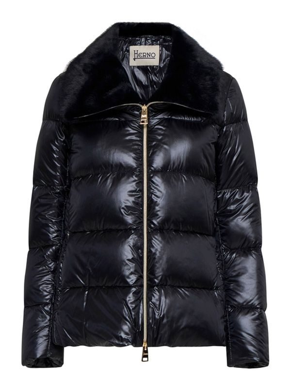 Shearling Insert High-neck Padded Jacket