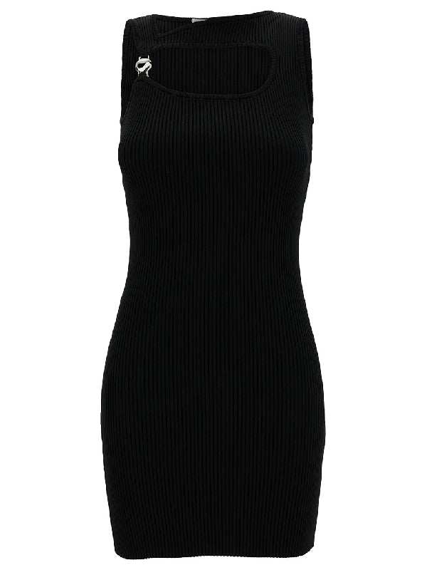 Logo Strap Cutout Rib Dress