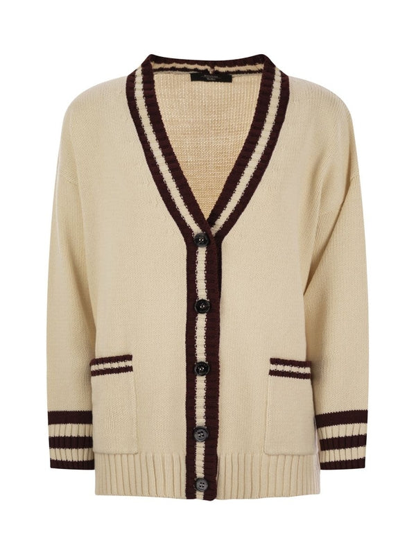 Vicolo Contrast Line Cotton Cardigan