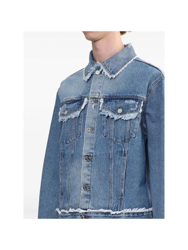 Low-cut Edge Cotton Denim Trucker Jacket