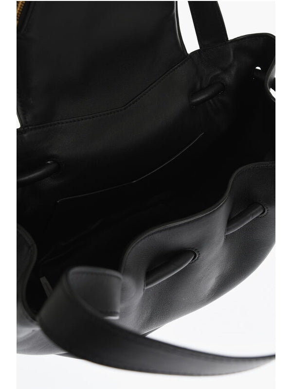 Black Leather Bucket Bag