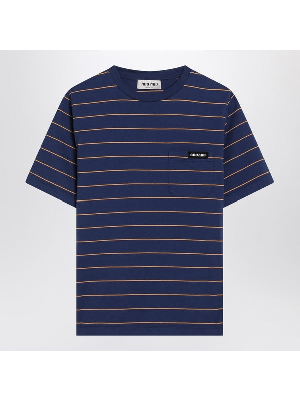 Logo Patch Stripe Short Sleeve T-shirt