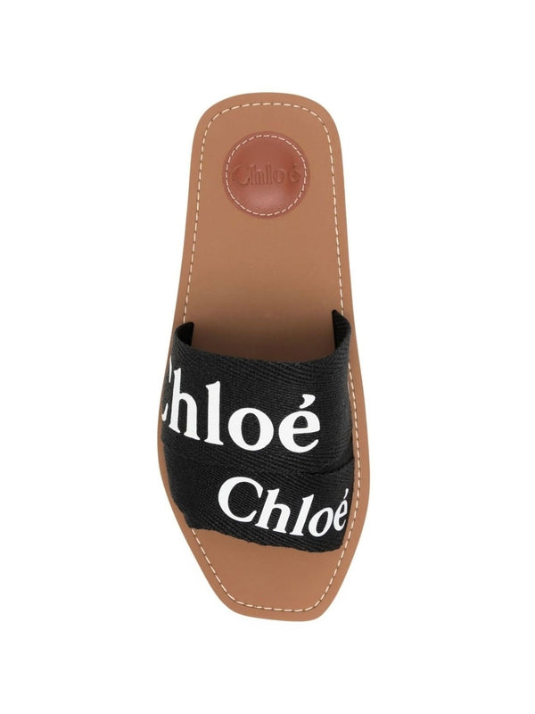 Woody Logo Linen Slide