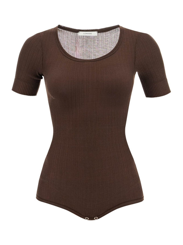 LEMAIRE - Rib Short Sleeve Bodysuit - Jente