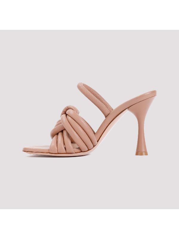 Braid Detail Leather Sandal Heel