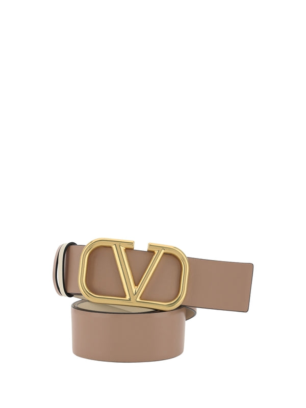 V Logo Reversible Leather Belt