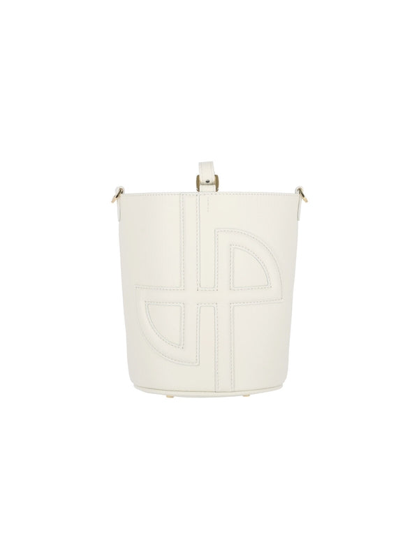 Logo Detail Leather Bucket Bag