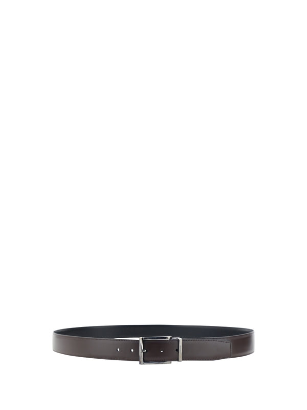 FERRAGAMO - Metal Buckle Reversible Leather Belt - Jente