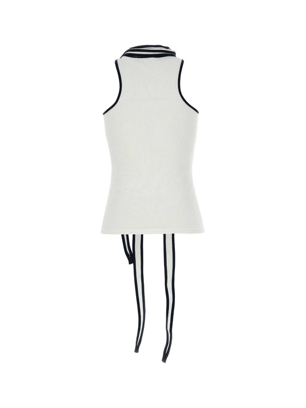 Scarf Neck Nylon Sleeveless Top