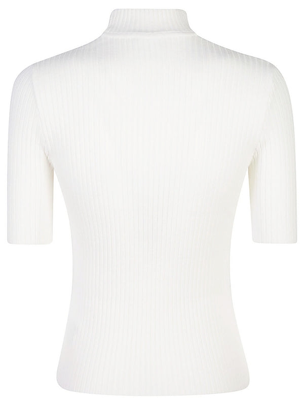 White High-Neck Short Sleeve
  Knit