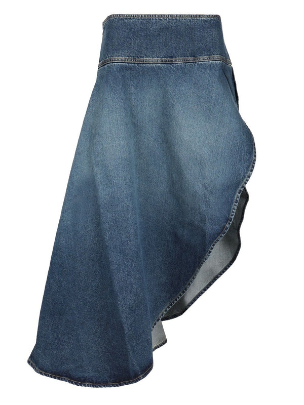 Asymmetric Full Denim Skirt