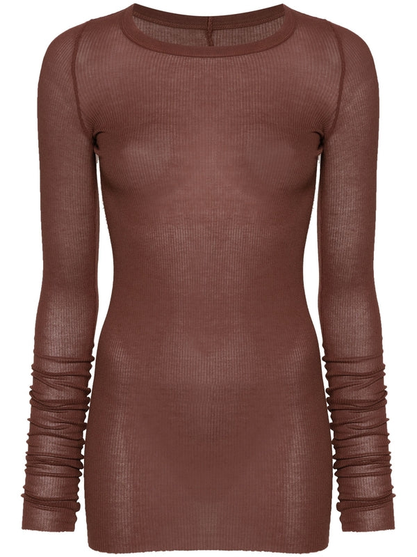 Viscose Silk Ribbed Long Sleeve Top