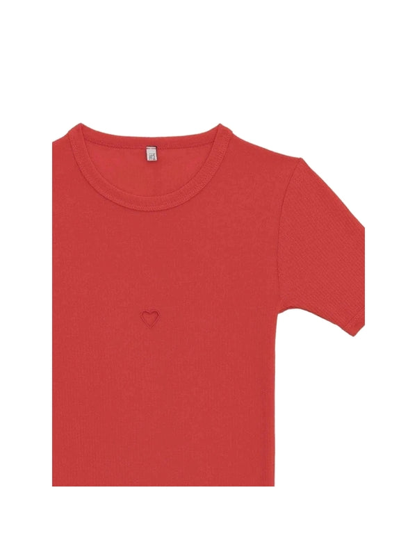 Heart Cut-out Crewneck Short-sleeve T-shirt