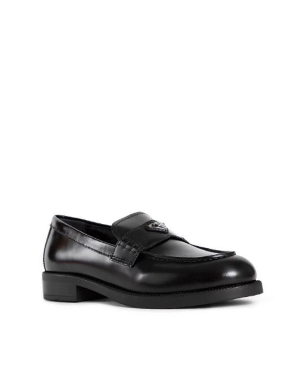 Triangular Logo Leather Loafers