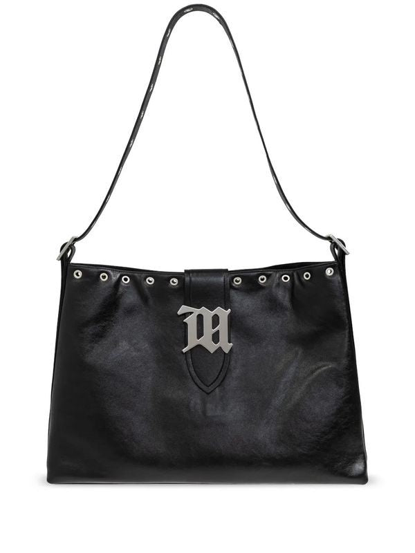 Logo Detail Leather Shoulder Bag