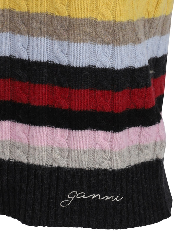 GANNI - Stripe Logo Knit Vest - Jente