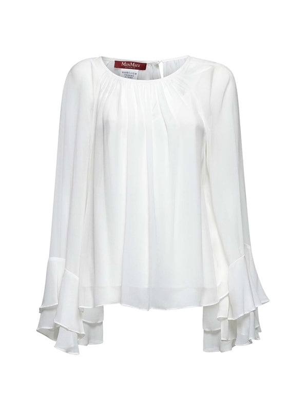 Zeo White Silk Blouse