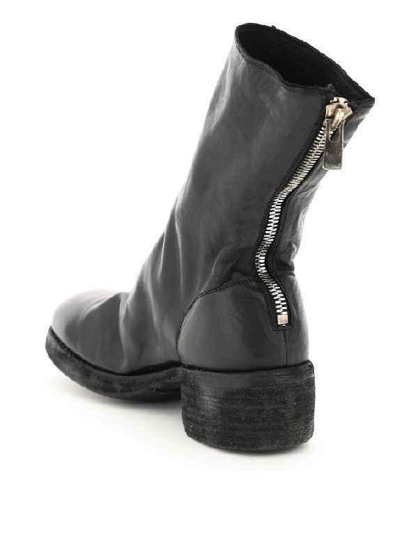 Zipper Leather Boots