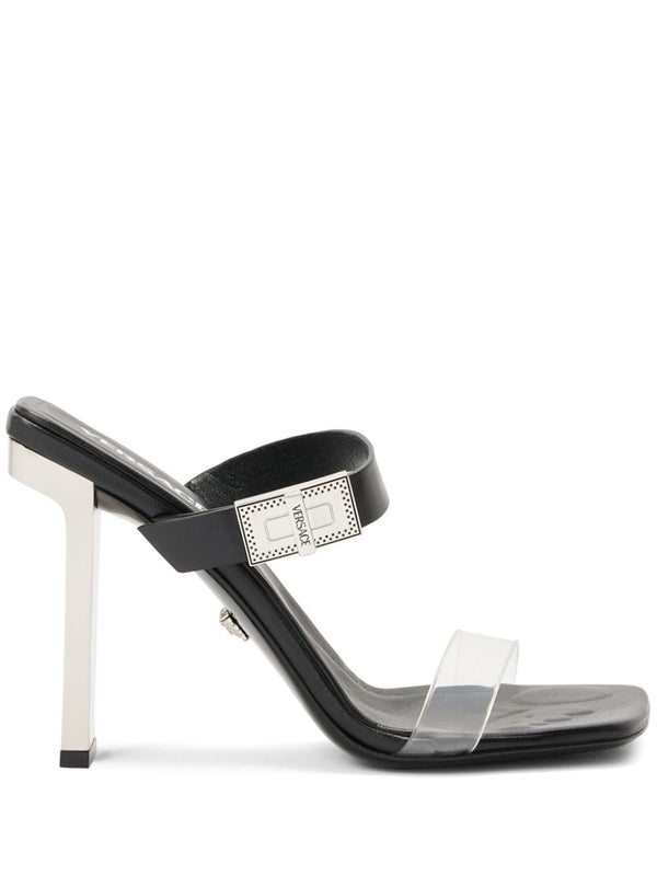 Ankle Logo Buckle Sandals Heel