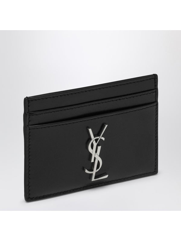 Metal Logo Leather Card Wallet