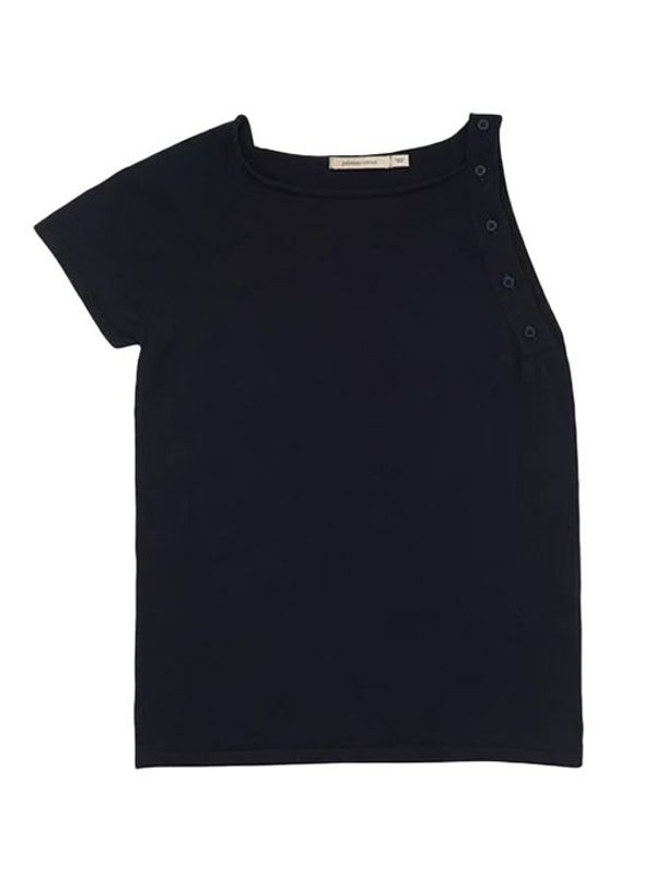 SAMIR Asymmetric Button Sleeve Top