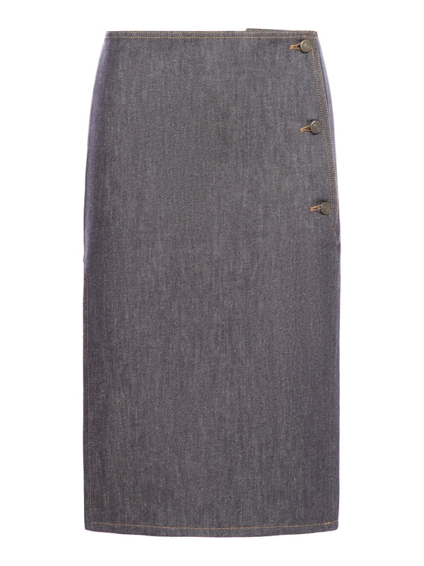 Side Button Denim Skirt