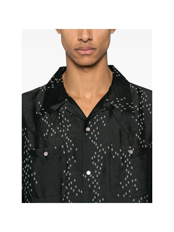 Pattern Jacquard Rayon Blend Shirt