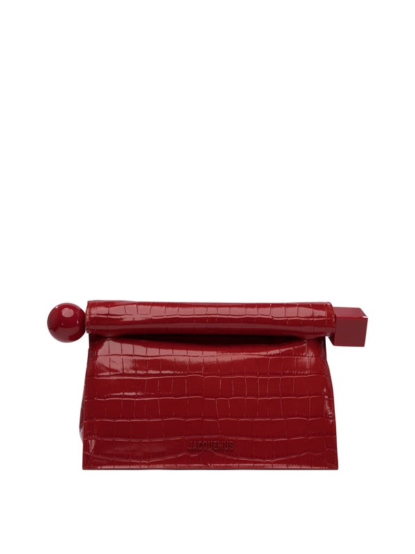 Carre Patent Leather Clutch Bag