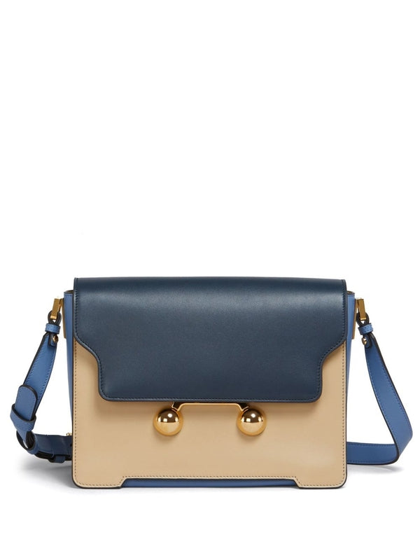 Trunkaru Two-Tone Leather
  Medium Shoulder Bag