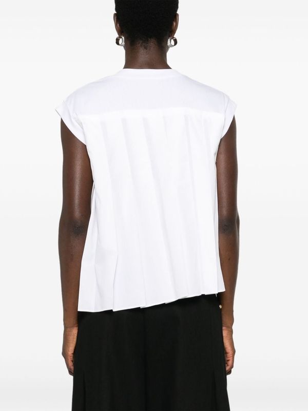 White Pleated Short Sleeve
  T-Shirt