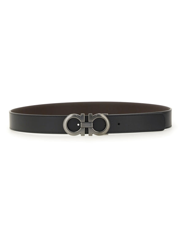 Double Gancini Reversible Leather Belt