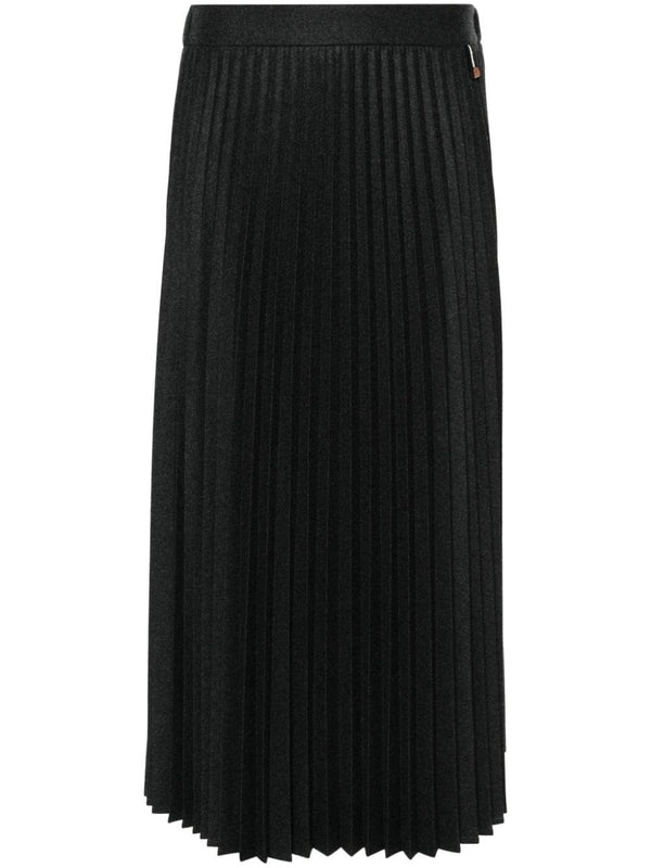 Wool Blend Pleats Midi Skirt