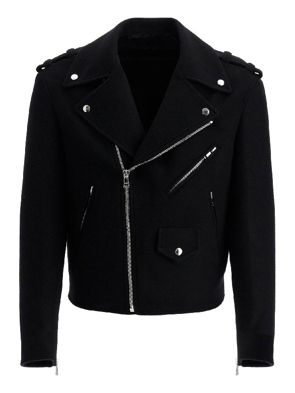 Wool Blend Biker Jacket - Jente