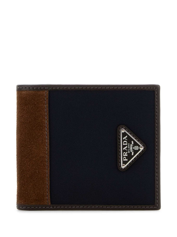 Triangle Logo Suede Panel Bifold Wallet