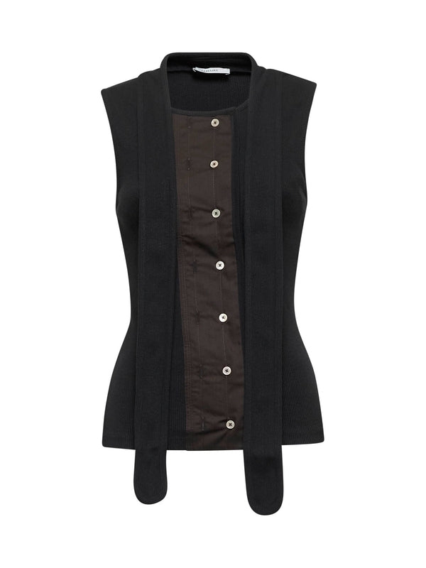 Scarf Layered Cotton Linen Sleeveless Top