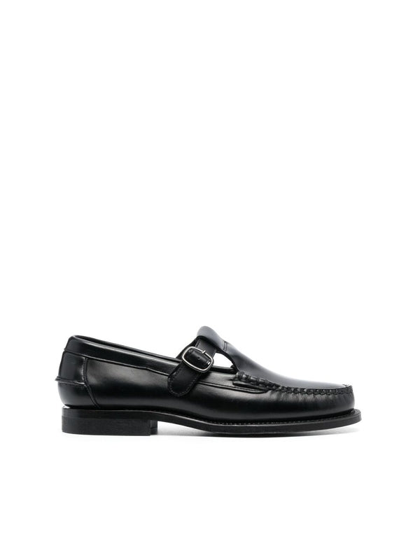 Buckle Detail Leather Loafers