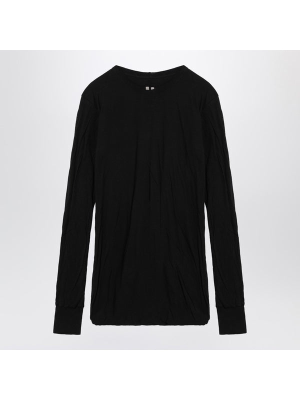 Rick Owens Semi-transparent black cotton T-shirt Long Sleeve