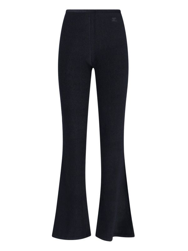 Solid Color Flared Pants with Side Zip Trousers