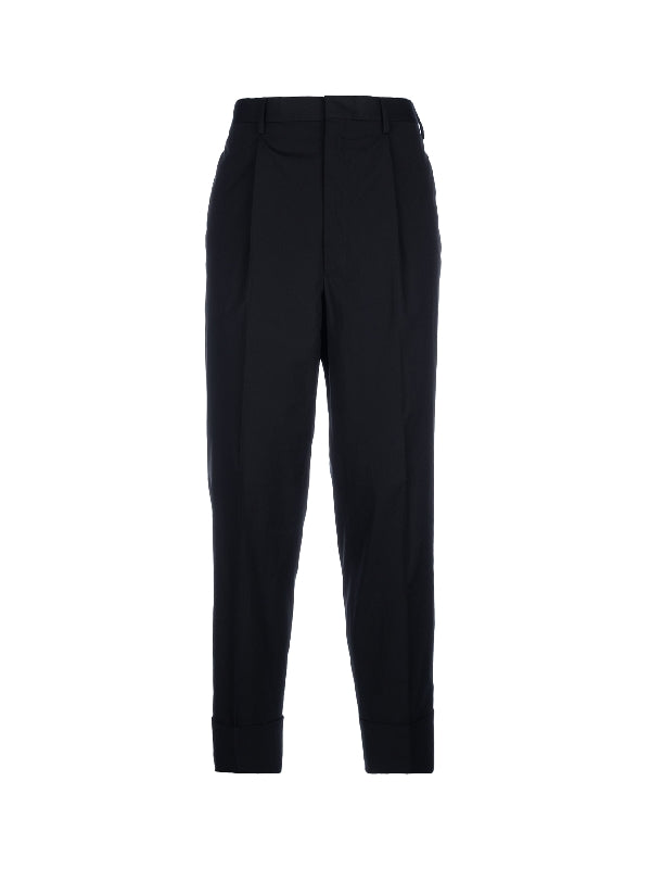 Black Cotton Tailored Pants