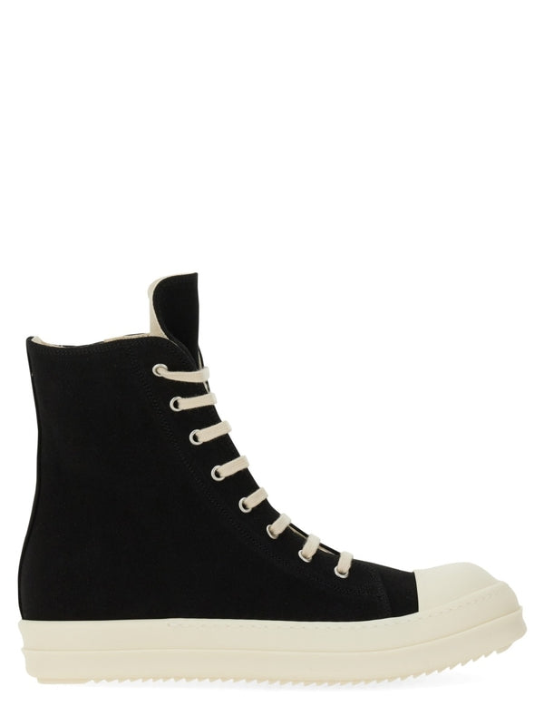 Black Cotton High Top Sneakers