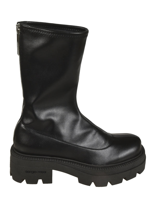 Zip-up Leather Ankle Boots