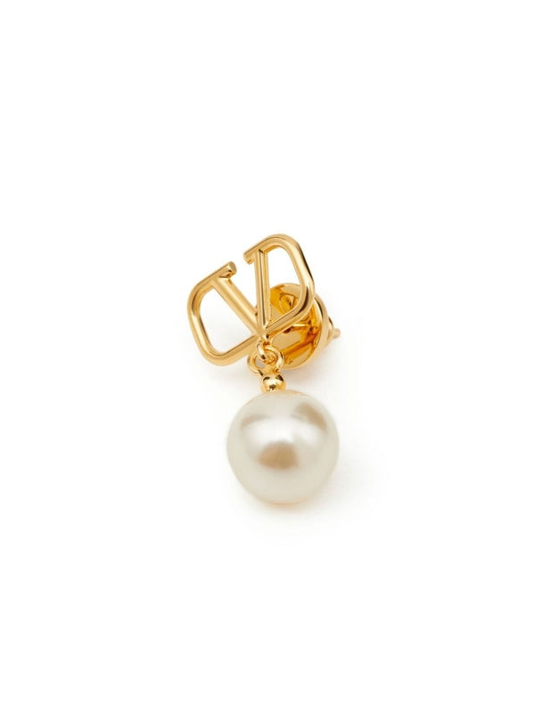 V Logo Pearl Decorative Earrings