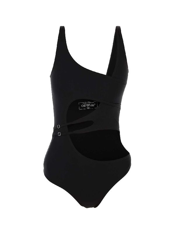 Asymmetric Cut-Out Buckle Swimsuit