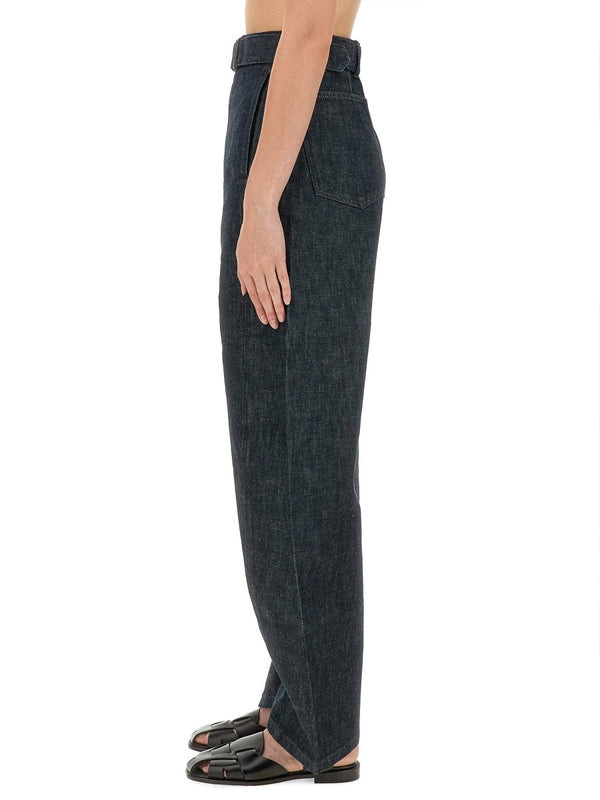 Belt Cotton Wide Pants